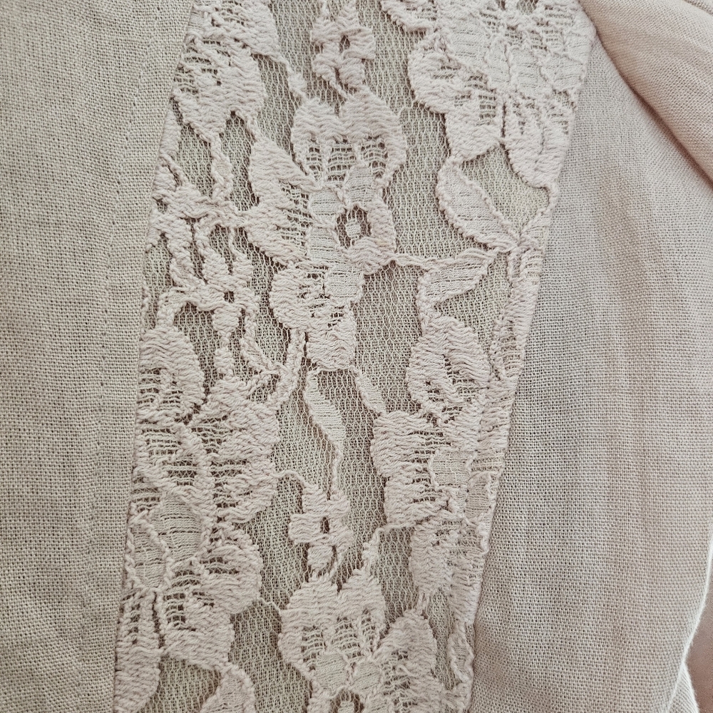 Blush Pink Open-Front Lace Detail Cardigan Blazer Womens Size L (Chicos Size 2) - Picture 9 of 9